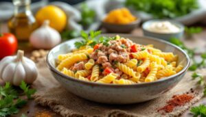 Robię pastę z jednej puszki i czosnku. Wędliny na kanapkach mogą się schować