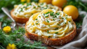 Wystarczy garść nowalijek i twaróg. Taka pasta smakuje jak wiosna na chlebie