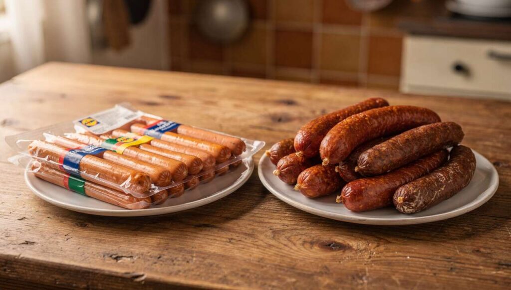 Biała kiełbasa z Lidla czy z masarni? Technolog żywności sprawdził skład i różnica jest ogromna