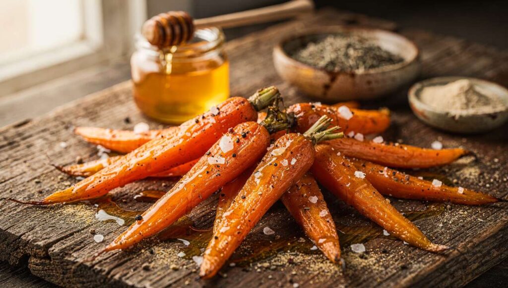 Marchewka pieczona z miodem i tymiankiem, która smakuje lepiej niż frytki i ma ułamek ich kalorii