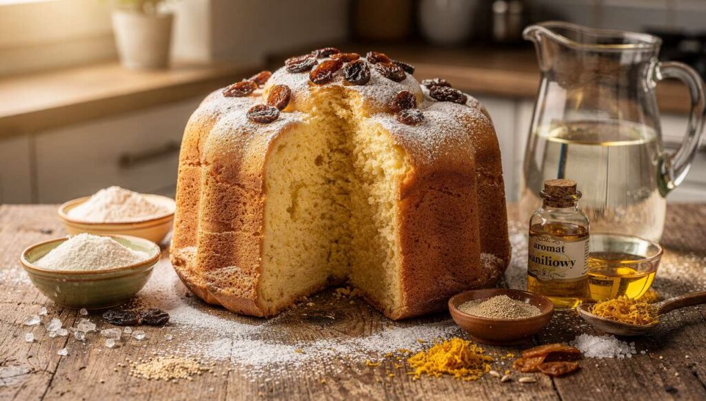 Babka wielkanocna bez wyrabiania ciasta. Piekę ją w 50 minut, a wychodzi wysoka i puszysta