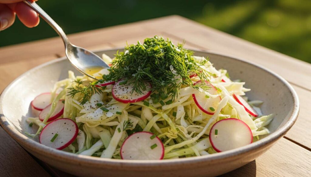 Wiosenna surówka z młodej kapusty i rzodkiewki, która ma więcej witaminy C niż pomarańcza