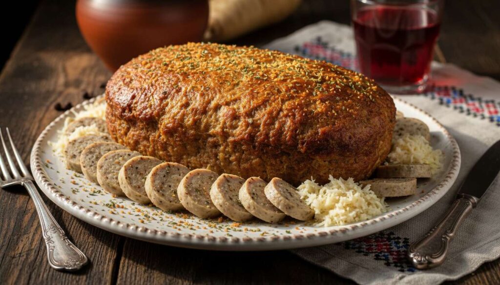 Pieczeń z resztek biełej kiełbasy i chrzanu. Pomysł na obiad z wielkanocnych zapasów